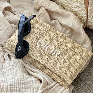 Christian Dior Clutch Pouch Summer Rattan Beige